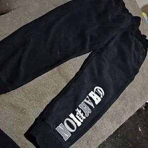 Champion Women's Black Joggers with Silver Logo Size Medium